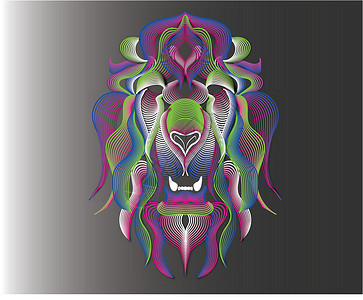 彩色狮子混合技术的插图背景图片