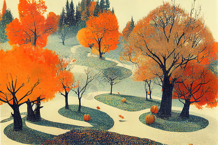 儿童书 儿童书封面的秋季风景背景图片