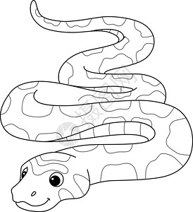 儿童孤立的玉米蛇动物彩色页面插画