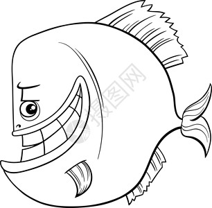 卡通 piranha 鱼动物性格颜色页面背景图片