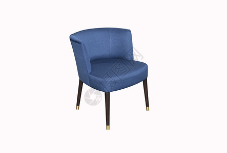 白色背景 45度处的舒适蓝臂椅 内地背景图片
