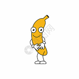 香蕉卡通人香蕉有脸和笑容 心情好 卡通人物的矢量 水果表情背景