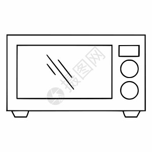 烤箱图标一个涂鸦式微波炉 家用厨房用品图标黑色涂鸦锅炉矢量染色爆米花食物微波用具力量背景