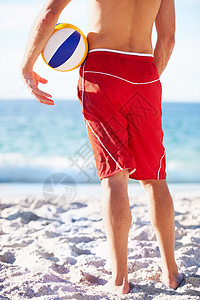 沙滩上排球没有什么比得上海景排球了 晴天的沙滩排球比赛背景
