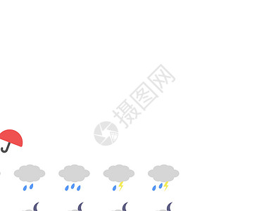 等雨停晚上的天气预报 图标 天气预测符号等都指向了插画