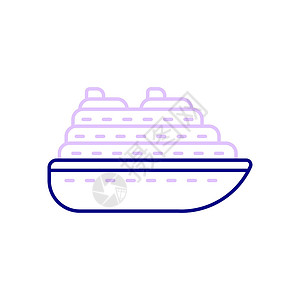 游轮之旅游轮图标 在豪华游艇上穿越大洋之旅假期漂浮港口渡船旅游奢华海洋船运帆船方式插画