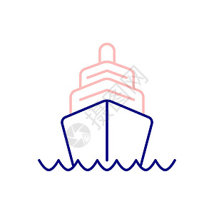 游轮之旅游轮图标 在豪华游艇上穿越大洋之旅漂浮娱乐港口海洋冒险商业交通渡船航行帆船插画