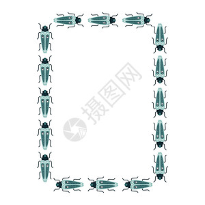 矢量可爱花环 蓝虫 在艺术解码风格背景图片