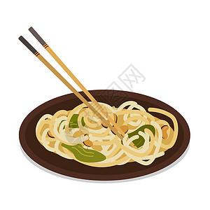 美食台湾卤肉饭鸡蛋小麦面和蘑菇 薄雾插画