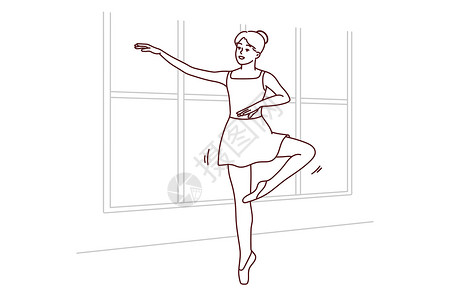 跳芭蕾舞的女孩女孩在室内跳塔图舞设计图片