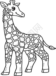 Giraffe母亲儿童孤立的彩色页面背景图片