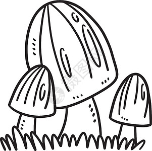 儿童春蘑菇杂草室隔开的彩色页面手绘图画书彩页绘画天气插图染色晴天填色蘑菇背景图片