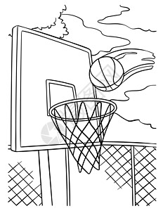 儿童篮球洞和球队彩色页面背景图片