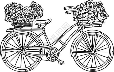 成人双自行车鲜花春色页面背景图片