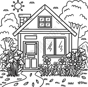 带儿童花园彩色页面的春之春之家背景图片