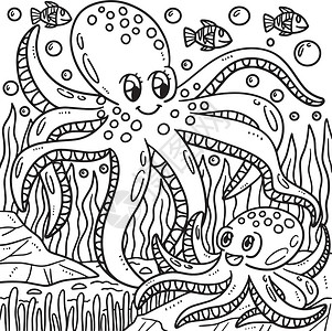 小章鱼母亲章形人和婴儿章形人设计图片