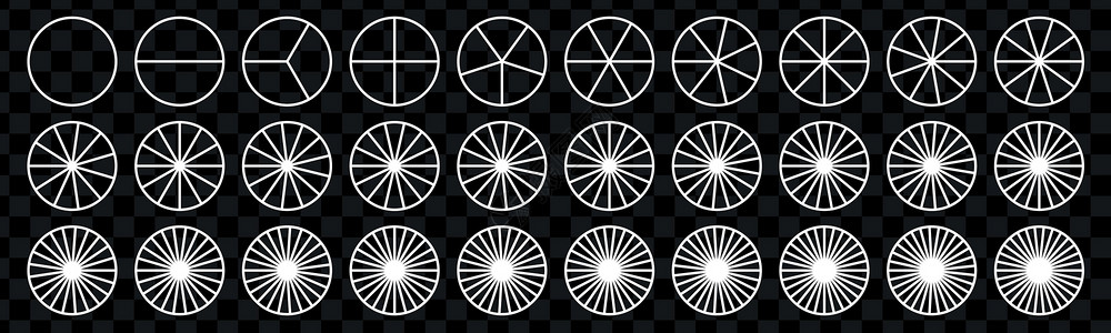 圆麻饼划分的几何圆 段切片集 简单的几何 带有部分或步骤的图表 矢量隔离图研究进步统计圆形戒指馅饼桌子饼形部门数据设计图片