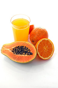 橙汁木瓜一杯橙汁 夹橙子背景