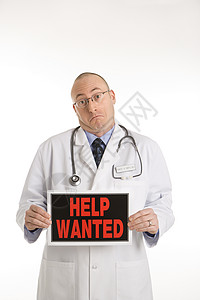 医生需要帮助医疗药品广告工作男性招工眼神经济就业失业背景图片