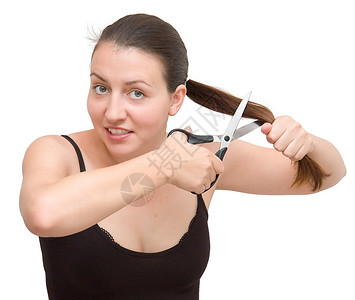 女人剪掉头发一高清图片素材