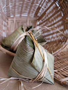 食粮大米树叶场合篮子国际食物糯米节日文化背景图片
