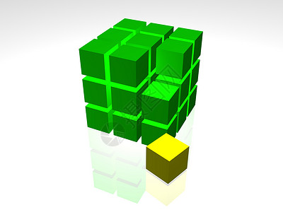 白色背景上的 3D 绿色立方体背景图片