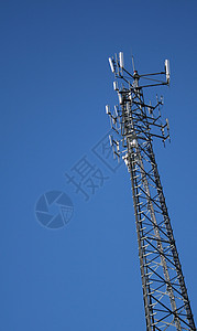 手机塔顶端信号细胞办公室蓝色电池天空蓝天技术信息数据背景图片