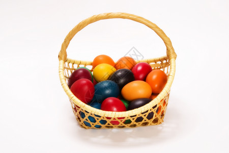 复活节鸡蛋在篮子里喜悦传统背景图片