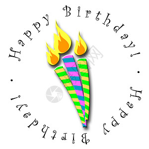 生日快乐蜡烛绿色假期火焰庆典条纹粉色日历黄色蓝色背景图片