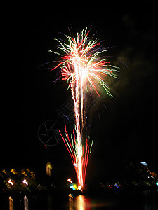 2008年澳大利亚凯恩斯新一年的烟花焰火假期活动绿色喜庆火花黄色红色灯光庆典背景图片