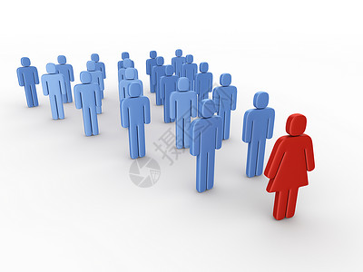 女领导人人群渲染金字塔经理奇数蓝色领导者计算机红色女士背景图片