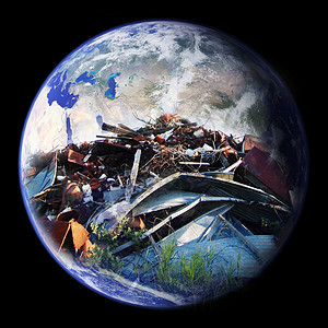 填埋地地球全球回收环境叠加垃圾概念生态半球填埋场背景图片