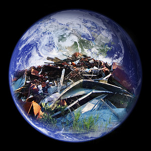 填埋地地球叠加半球全球生态垃圾概念填埋场回收环境背景图片