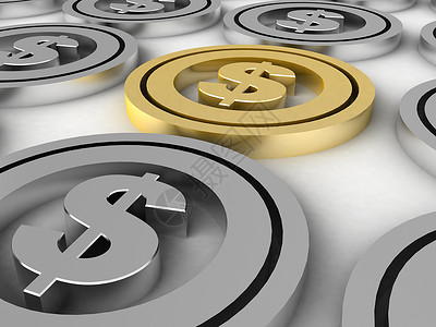 经济体美元硬币数字渲染货币资金商业电脑经济学贪婪金属宝藏背景