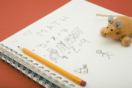 老鼠标志家庭作业工作孩子写作笔记本物理螺旋科学家庭作业老鼠算术背景