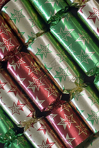 圣诞节饼干红色季节性金属绿色金子反光星星背景图片