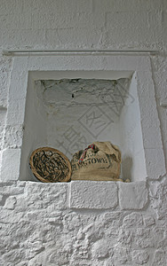 威廉华莱士苏格兰斯特林城堡旧壁炉内的小麦垃圾袋背景