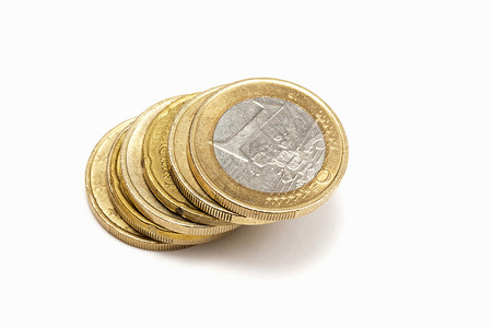 欧元硬币速度宏观支付商业信用圆形全球现金白色金子背景图片