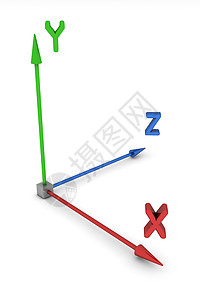立体转向箭头3D 空间坐标系统 XYZ地面宽度插图高度蓝色图表钥匙绿色指针数据背景