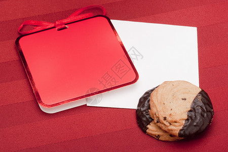 为了圣诞老人邀请函红色食物假期甜点饼干棕色巧克力丝带背景图片