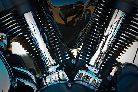 摩托车细节自行车合金火焰引擎推杆背景图片