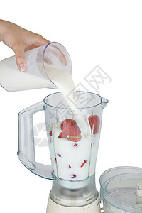 机器人采草莓美味可口的椰子酸奶工具引擎市场水果植物混合器甜点搅拌机食物背景