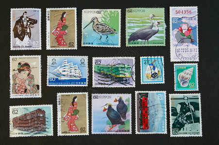 日本可收集的日本邮票背景图片