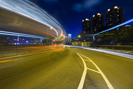 夜间在香港的交通高速公路场景街道生活办公室蓝色景观城市商业旅行速度现代的高清图片素材