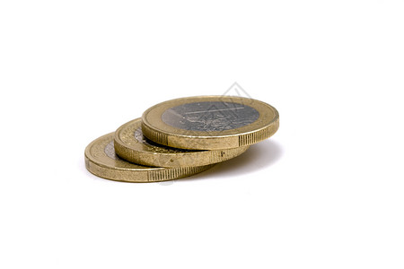 欧元硬币支付速度白色商业现金价格宏观圆形货币储蓄背景图片