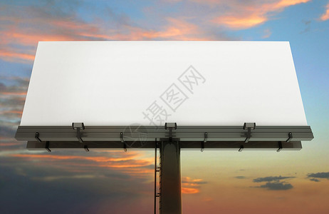 空白标题素材广告牌和日落天空背景