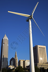 克利夫兰风力涡轮机办公楼风光城市生活摩天大楼活力都市建筑学天际城市涡轮背景图片