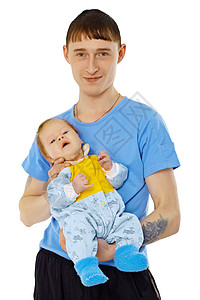 年轻人抱着他的儿子婴儿背景图片