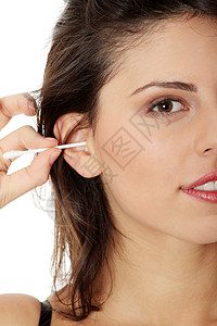 拟人化脸快乐的女人洗耳朵背景