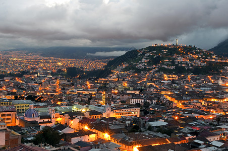 基多厄瓜多尔日落在基多城之上背景